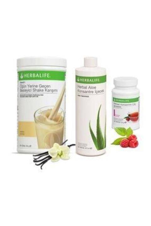 Herbalife Aloe Set ( Shake Vanilya 550 Gr. - Aloe 473 Ml.. - Ahududu Çay 50 Gr. )