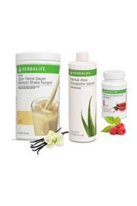 Herbalife Aloe Set ( Shake Vanilya 550 Gr. - Aloe 473 Ml.. - Ahududu Çay 50 Gr. )