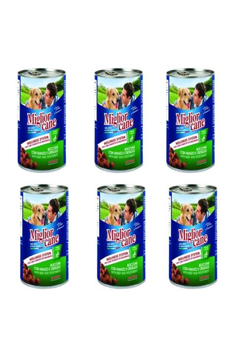 Miglior Gatto Miglior Cane Biftek Ve Sebzeli Konserve Köpek Maması 405 gr 6 Adet