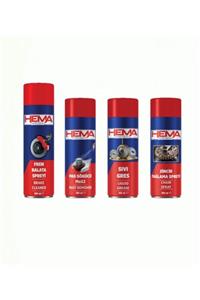 HEMA Aerosol Fren Balata Spreyi + Pas Sökücü + Sıvı Gres + Zincir Yağlama Spreyi