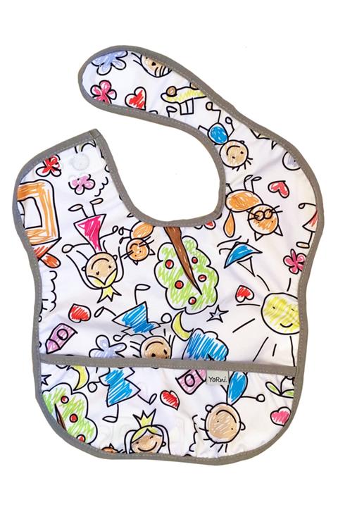 yorni , Sızdırmaz, Cepli Ve Boyundan Cırtlı Bebek Mama Önlüğü, 6-24 Ay