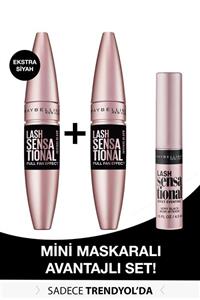 Maybelline New York 2'li Lash Sensational Ekstra Siyah Maskara 9.5 ml + Mini Lash Sensational Siyah Maskara 4.5 ml