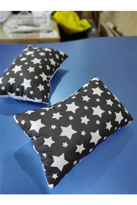 benzinyastık Siyah Yıldız Desen 2li Kumaş Boyun Yastık