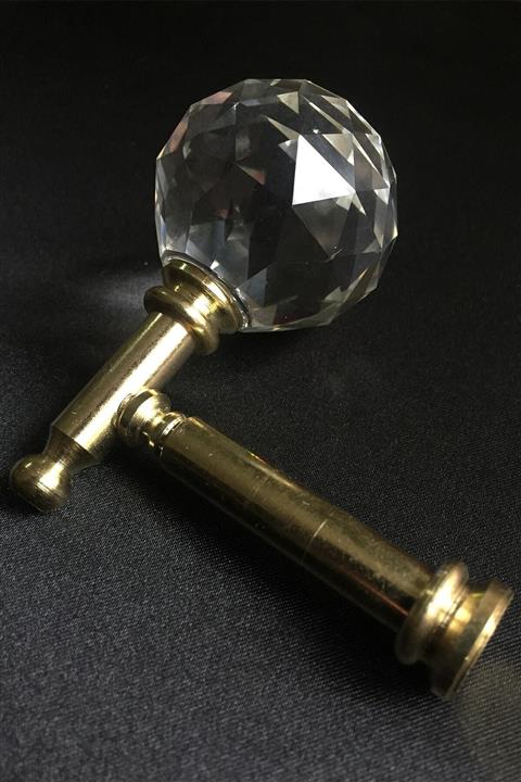 Konur Store Altın Rengi Kristal Başlıklı Fon Perde Bağlama Aparatı Metal Renso- Tek Adet