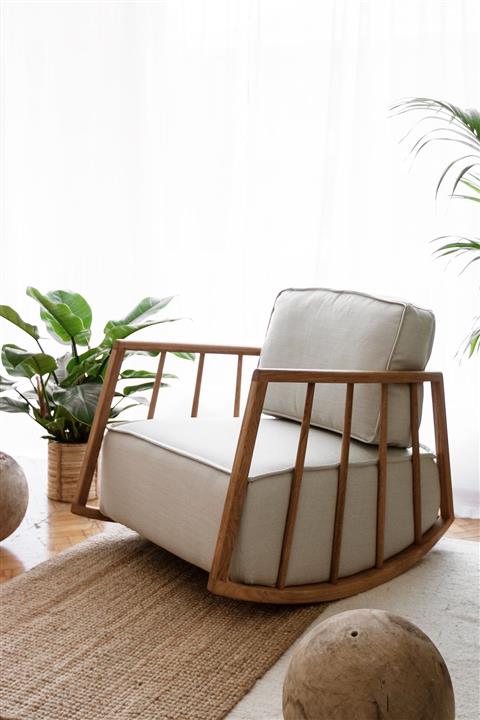 Hamm Tasarım Bej Sallanan Koltuk