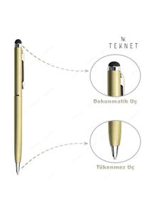 TEKNETSTORE Dokunmatik Kalem Tüm Cihazlara Uyumlu Tablet Telefon Için Çizim & Yazı Kalemi 2 In 1 Tükenmez Uçlu