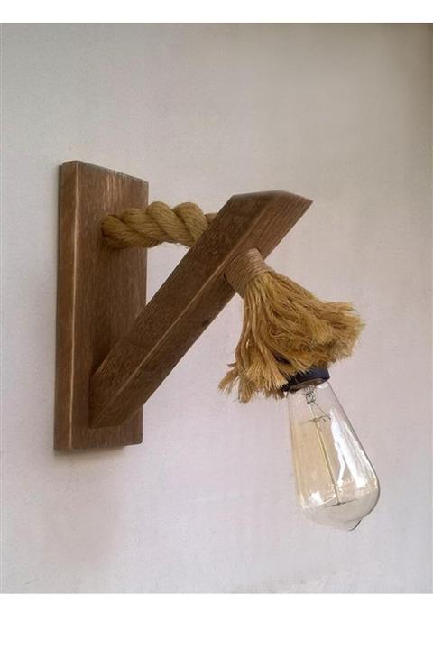 The Vidense Ahşap Duvar Aplik Ahşap Halatlı Duvar Lambası Ahşap Duvar Lambası Cafe Otel Restorant 23