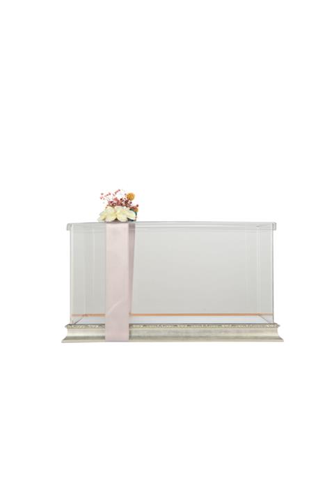 mixefor SÖZ NİŞAN KUTUSU-PLEKSİ HEDİYE KUTUSU-30CM X 20 CM 12 CM ÖLÇÜLERİNDE-GÜMÜŞ RENK ÇERÇEVE