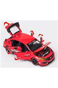 OYUNCAKSAHİLİ Honda Cıvıc Wrc Type Kırmızı Diecast Metal Araba Kapı Bagaj Kaput