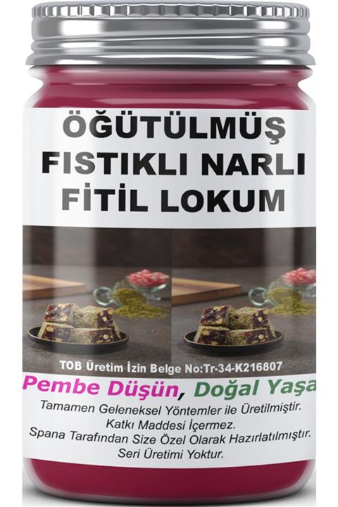 SPANA Öğütülmüş Fıstıklı Narlı Fitil Lokum Ev Yapımı Katkısız 330gr