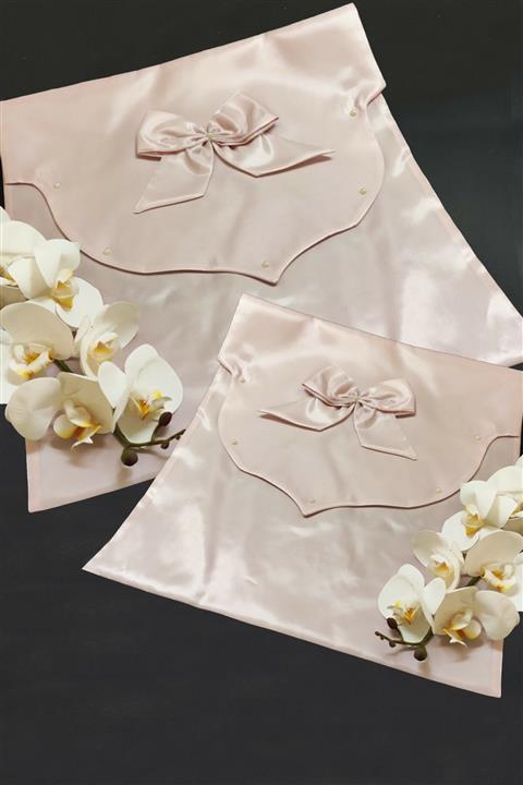 Çt Çeyizci Tekstil Zarf Bohça 2li Çeyiz Seti - Pudra