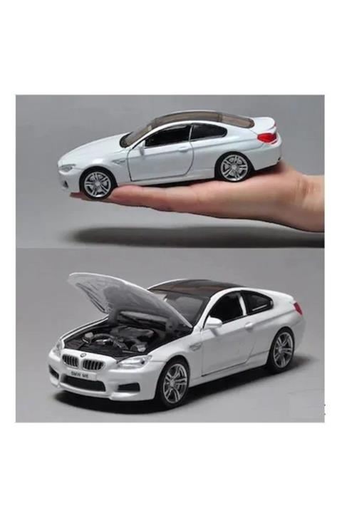 OYUNCAKSAHİLİ Beyaz Bmw M6 Metal Araba Kapı Bagaj Kaput Açılır Diecast Orjinal Model 15cm