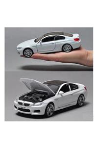 OYUNCAKSAHİLİ Beyaz Bmw M6 Metal Araba Kapı Bagaj Kaput Açılır Diecast Orjinal Model 15cm