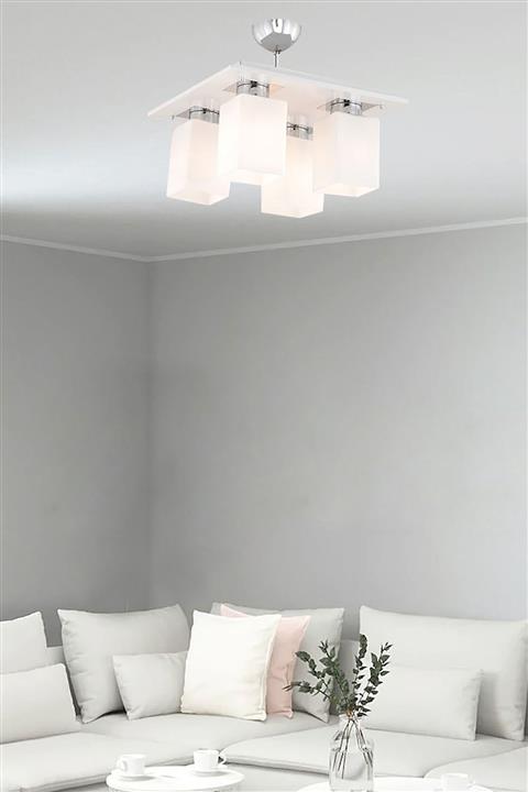 Apliqa Atlas 4 Lü Beyaz Kare Mutfak -banyo Avize