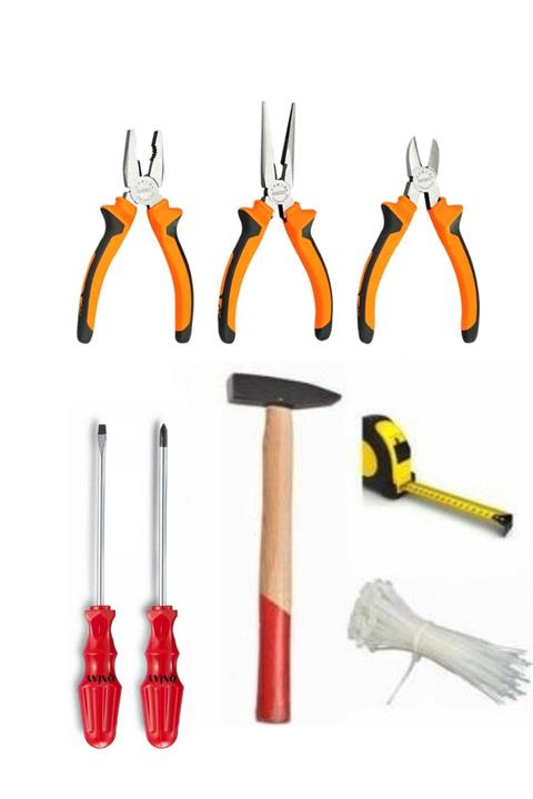 QNİAY 107'li Mini El Aletleri Seti Çekiç Tornavida Pense Yan Keski