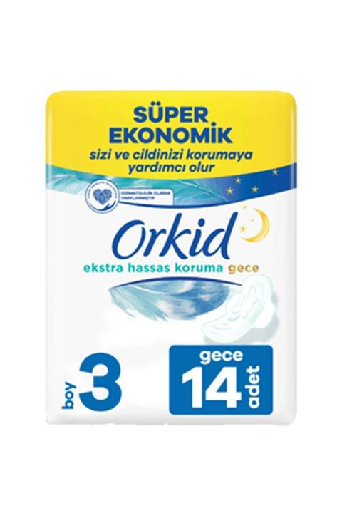 Orkid Extra Hassas Koruma Gece 3 Beden 14lü