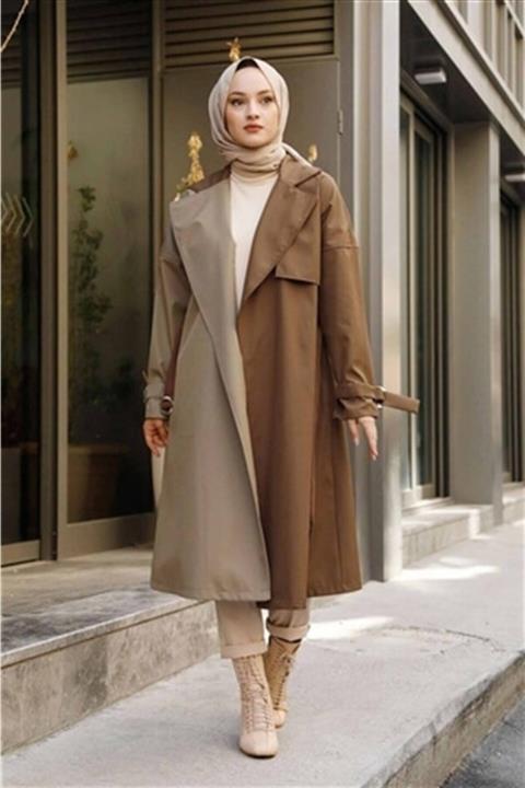 Moda Pery Su Geçirmez Garnili Trençkot 10016 Taba