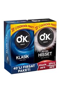 Okey Ultra Hisset 20'li Prezervatif & Klasik 20'li Prezervatif Set