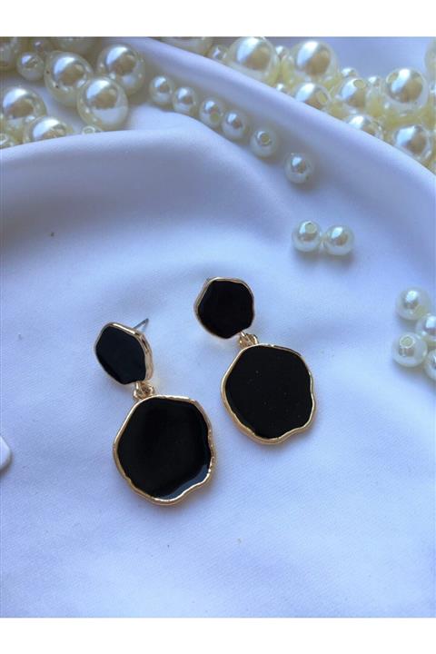 DGN Shoping Kadın Siyah Yuvarlak Siyah Tasarım Küpe