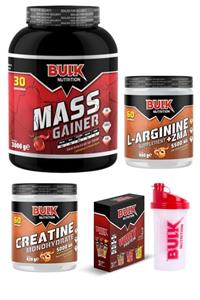 Bulk Nutrition Mass Gainer 3 Kg Çilek Arjinin Kreatin 60 Servis Şeftali Protein Tozu Hediyeli