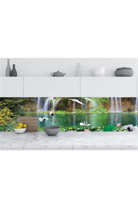 StickerArt Mutfak Tezgah Arası Folyo Fayans Kaplama Folyosu Şelale