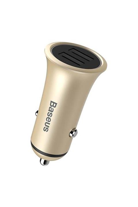 Baseus Trumpet Serisi 3.1a Çift Usb Girişli Metal Araç Şarjı Gold