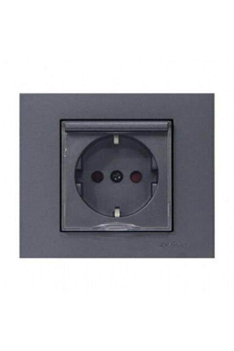ÇağatayElektrik Ovivo Grano Füme Kapaklı Topraklı Prizi Mekanizma+çerçeve(12 Adet)