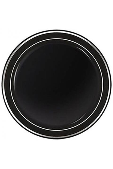 RollUp Porselen Görünümlü Plastik Tabak Gümüş Yaldızlı Siyah 19 cm