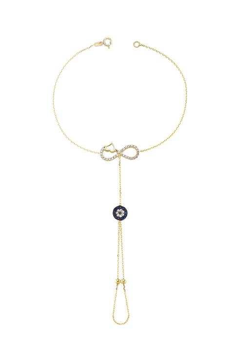 Glorria Kadın Altın Sonsuzluk Kalp Taşlı Şahmeran VK0562