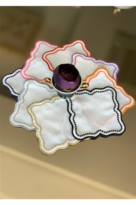 BERNOLİ Rengarenk Kokteyl Peçetesi Sunumluk 8 Li Takım Bardak Altlığı