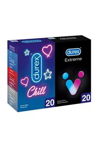 Durex Chill Karma Prezervatif 20’li +Durex Extreme Geciktiricili Prezervatif 20'li Avantaj Paketi