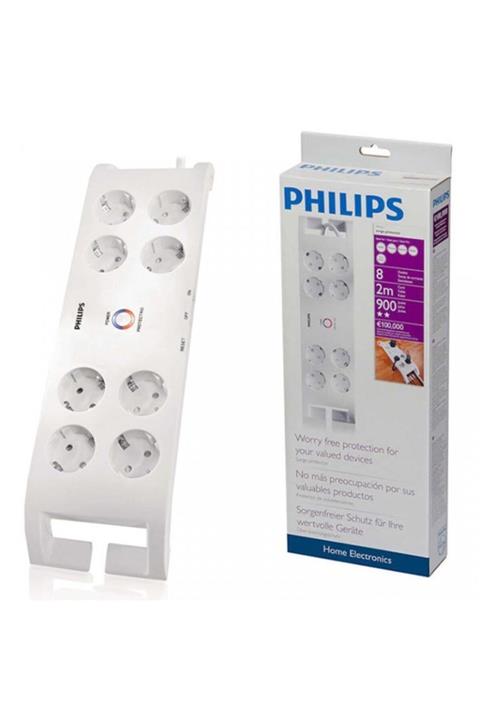 Philips Spn 3080b 8li 2 Metre Beyaz Akım Korumalı Priz