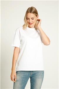 Burtex Beyaz Dik Yaka Basic T-shirt