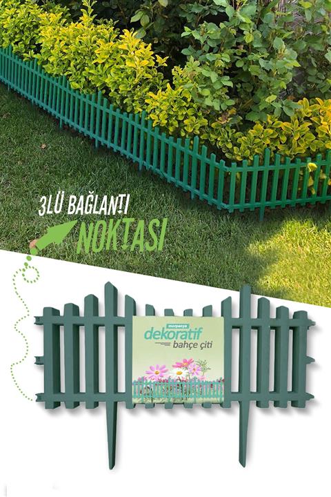 Taşmatik Dekoratif Bahçe Çiti Plastik Yeşil Çit 59 Cm Tek Peyzaj Çiti Çiçek Koruma Çiti
