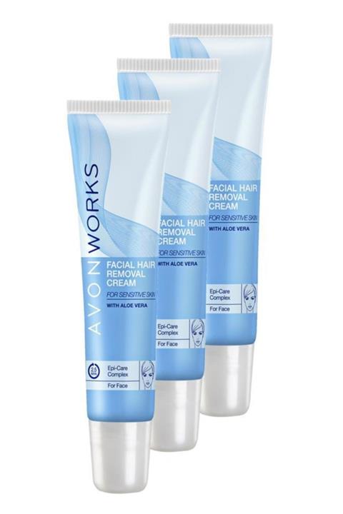 AVON Works Yüz Için Tüy Dökücü Krem 15 Ml. Üçlü Set