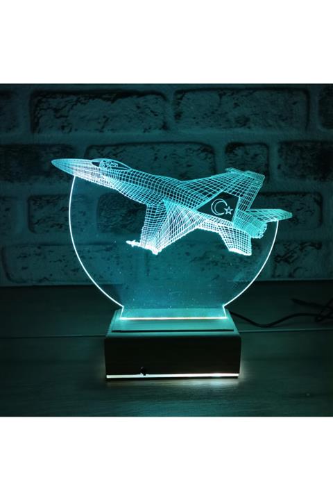 Hediyeiste F16 Uçak Tasarımı 3d Led 16 Renk Gece Lambası
