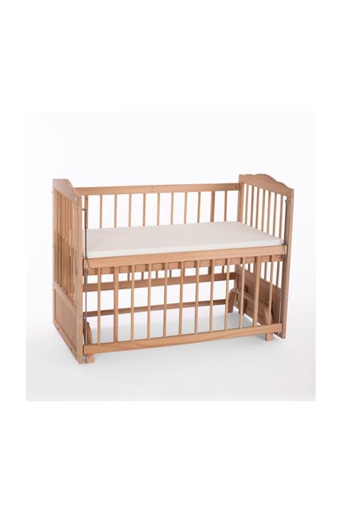 Heyner Ahşap Beşik Anne Yanı Beşik Sallanır Beşik Organik 60x120 + Yatak