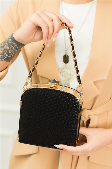 weem bag Kadın Siyah Örgü Saplı Abiye Çanta