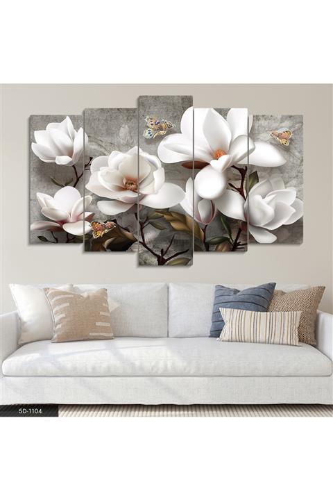 Evinemoda Çiçekler 5 Parçalı Mdf Tablo