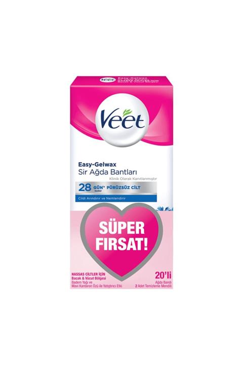 Veet Sir Ağda Bandı 20'li Hassas Ciltler Için