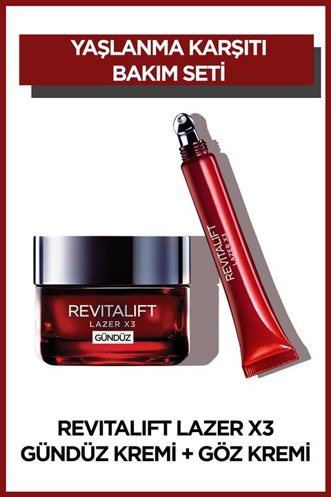 L'Oreal Paris Revitalift Lazer X3 Yaşlanma Karşıtı Göz Kremi 15 ml + Gündüz Kremi 50 ml