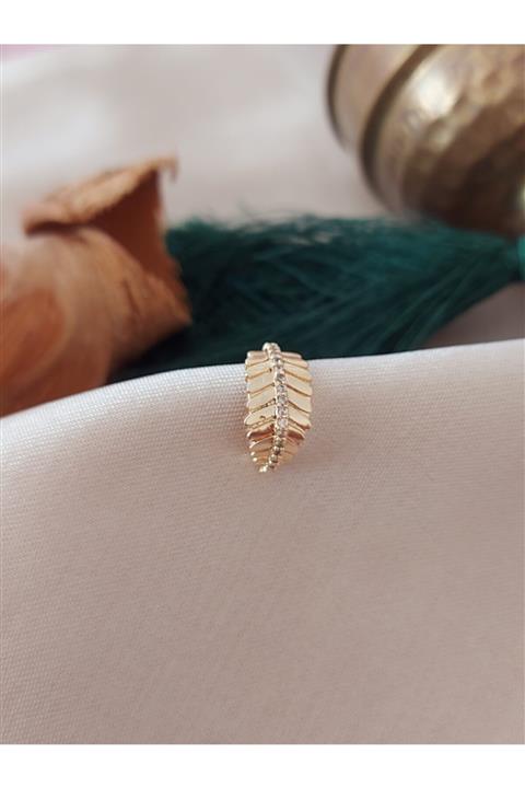 AychaAksesuar Yaprak Gold Kıkırdak Küpe