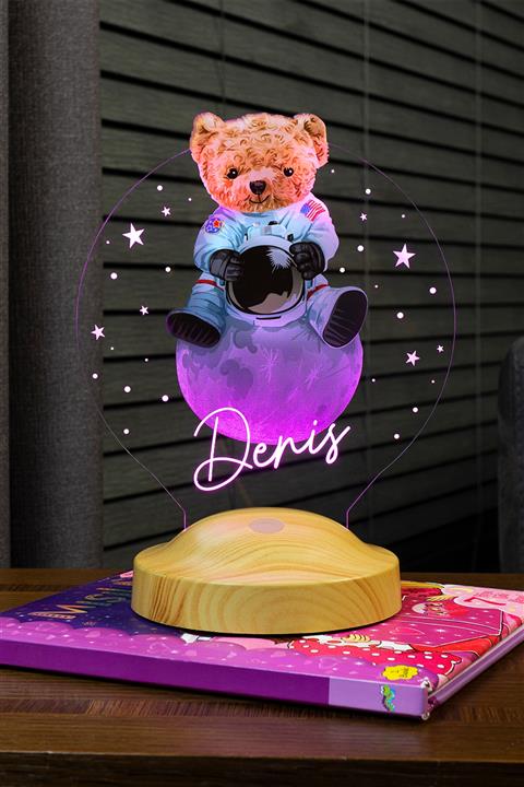 SEVGİLAMBASI Renkli Baskılı Ayı Teddy Doğum Günü Hediyesi Led Lamba Gece Lambası