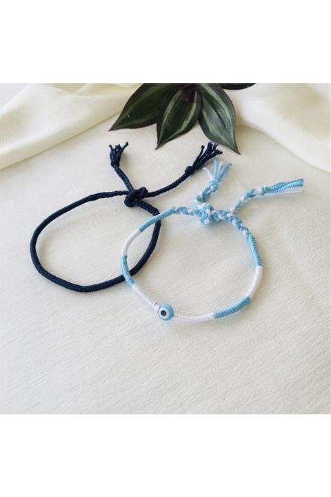 PEARL BEADS Couple Nazarlı Şans Ip 2'li Bileklik Set