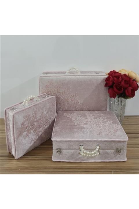Sonem Çeyiz Söz Nişan Bohça Gelin Düğün Çeyiz Sandık 0560p 3lü Çanta