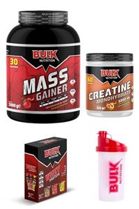 Bulk Nutrition Mass Gainer 3 Kg Çilek - Kreatin 60 Servis Protein Tozu Hediyeli