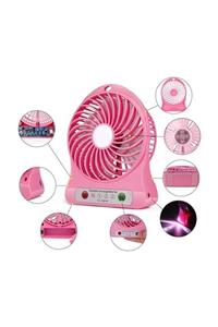 pazariz 3 Kademeli Şarjlı Masa Üstü Usb Mini Taşınabilir Vantilatör Fan Pembe