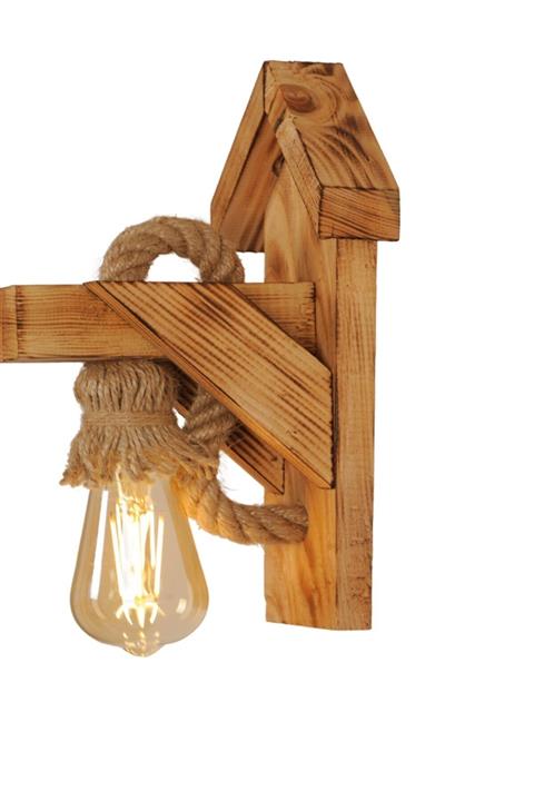 ELEGANT'S Vidense Ahşap Aplik Ahşap Aplik Duvar Lambası Retro Halatlı Ahşap Lamba Ev Ofis Cafe Restaurant