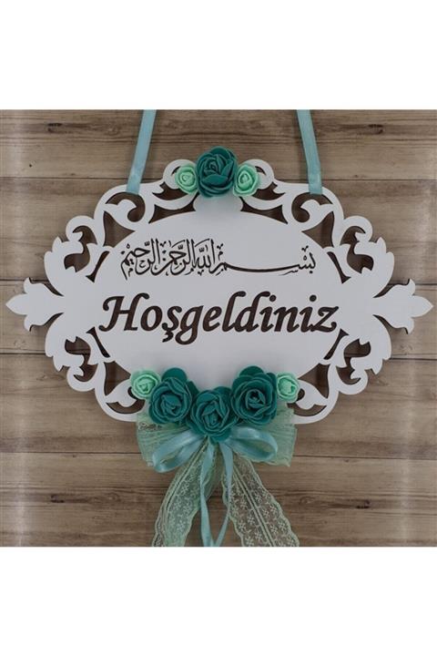 Aker Hediyelik Besmele Hoşgeldiniz Ahşap Kapı Süsü