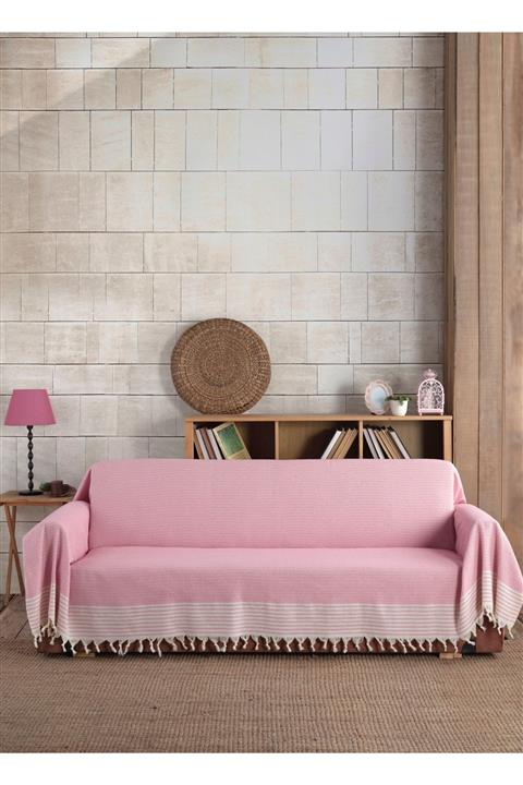 Lux Touch Pembe Kolları Örten Organik Buldan Bezi Battal Boy 180 X 300 Cm Koltuk Kanepe Çekyat Örtüsü Pamuk